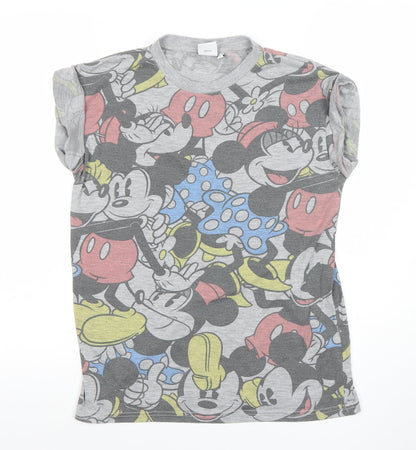 Womens UK Size S Disney Grey Basic T-Shirt
