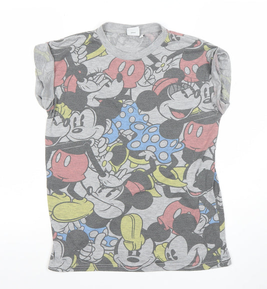 Womens UK Size S Disney Grey Basic T-Shirt