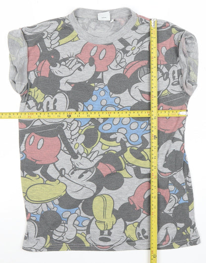 Womens UK Size S Disney Grey Basic T-Shirt