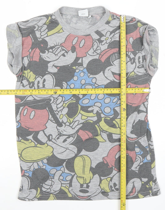 Womens UK Size S Disney Grey Basic T-Shirt