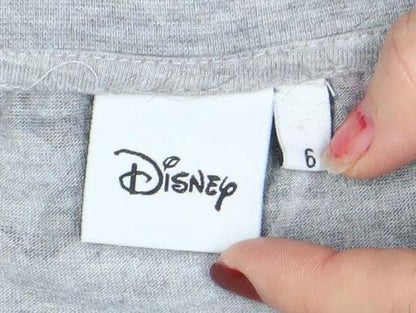 Womens UK Size S Disney Grey Basic T-Shirt