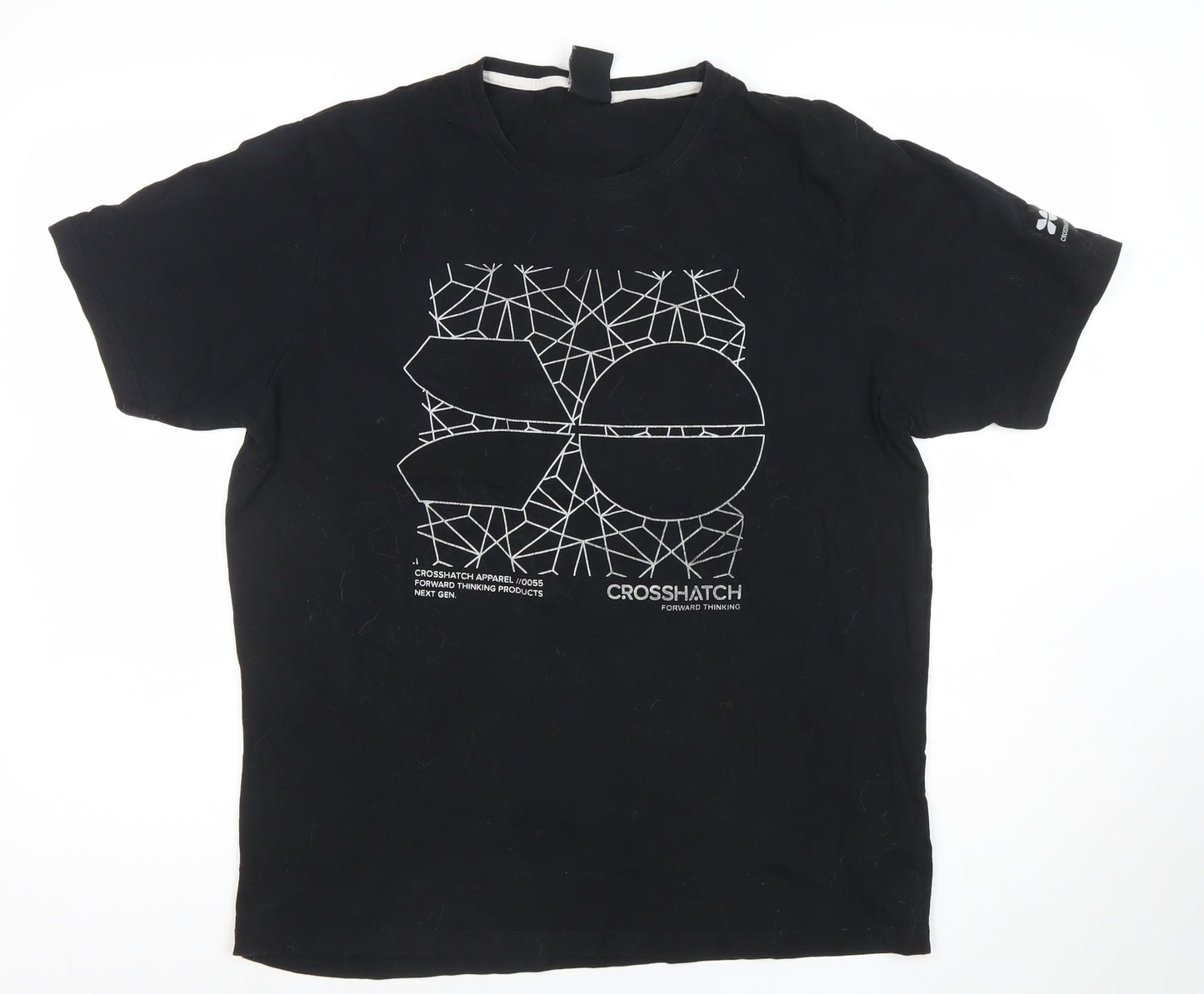 Mens UK Size L Crosshatch Black  T-Shirt