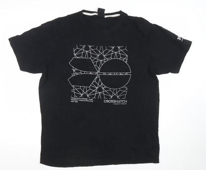 Mens UK Size L Crosshatch Black  T-Shirt