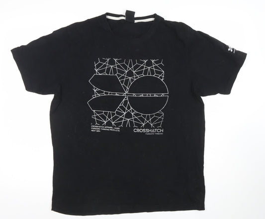 Mens UK Size L Crosshatch Black  T-Shirt