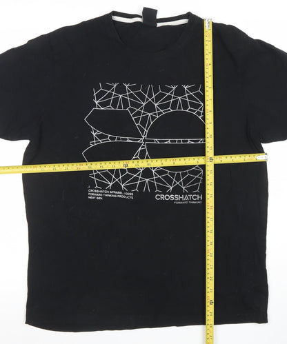 Mens UK Size L Crosshatch Black  T-Shirt