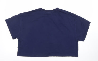 Womens UK Size XL Yale University Blue Cropped T-Shirt