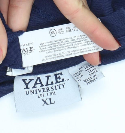 Womens UK Size XL Yale University Blue Cropped T-Shirt