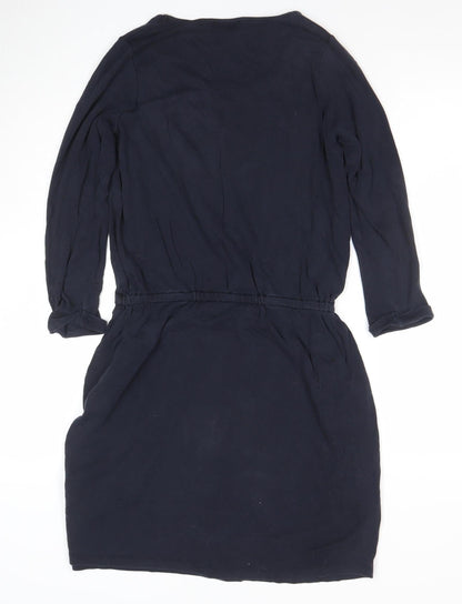 The White Company Womens Blue Cotton Knee Length 3/4 Sleeve A-Line Dress Size M