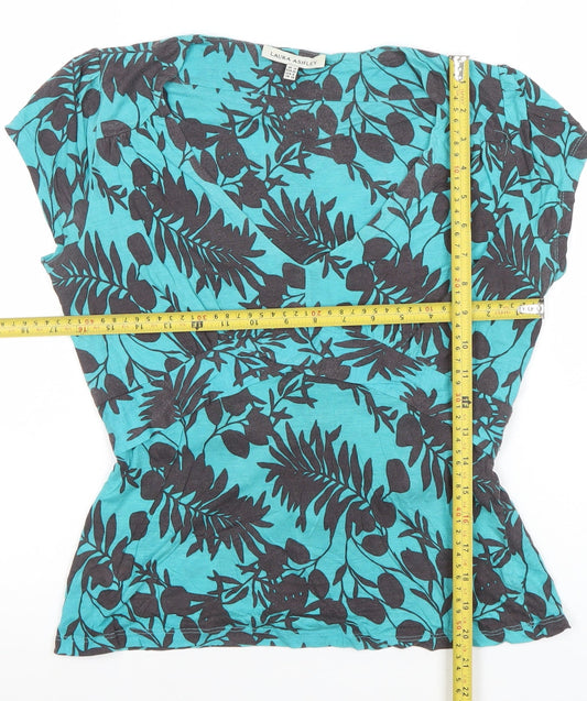 Womens UK Size 10 Laura Ashley Blue Wrap Blouse