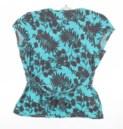 Womens UK Size 10 Laura Ashley Blue Wrap Blouse