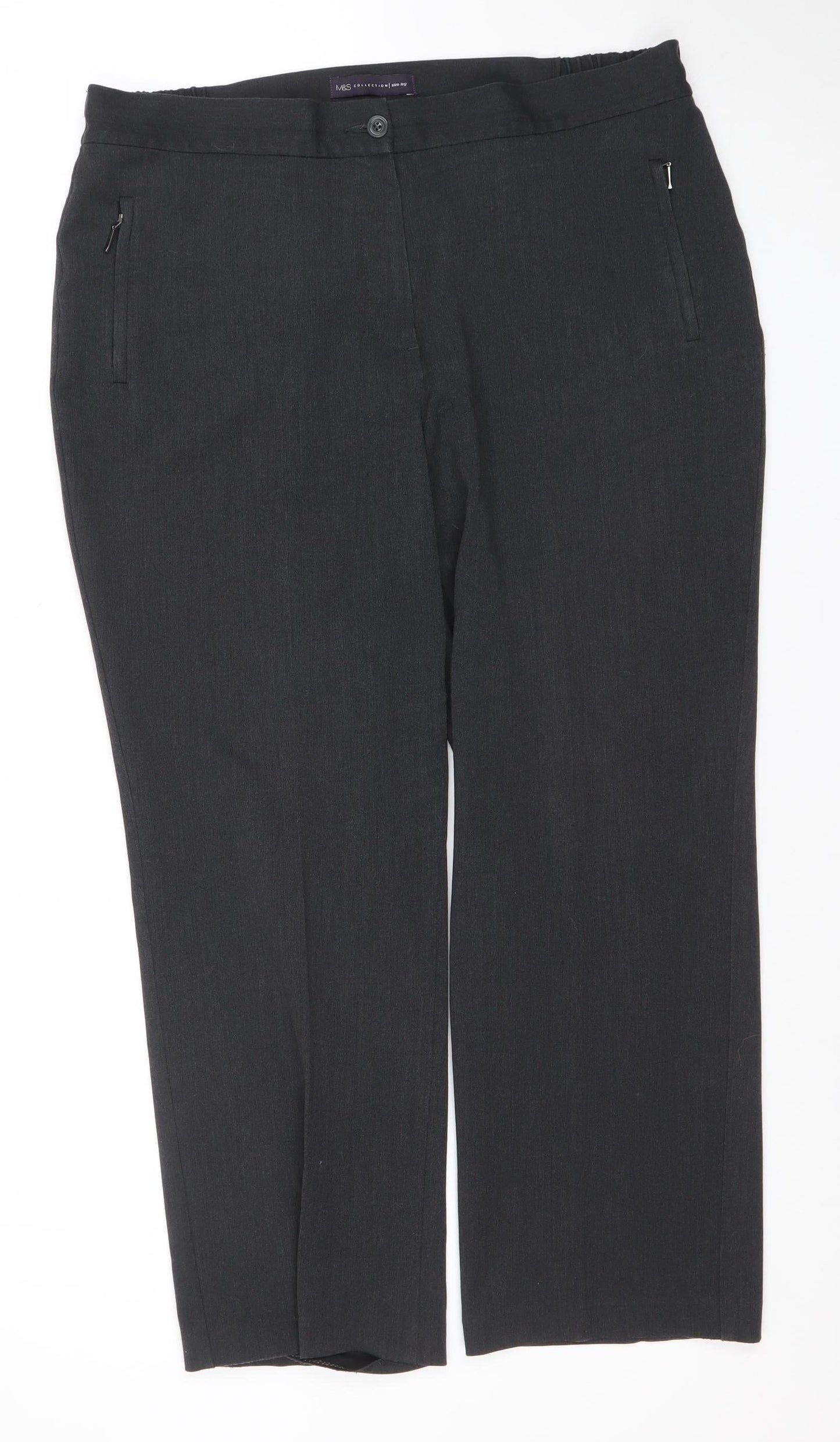 Womens UK Size 14 Marks and Spencer Regular Fit Dress Pants Grey Trousers