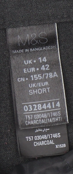 Womens UK Size 14 Marks and Spencer Regular Fit Dress Pants Grey Trousers