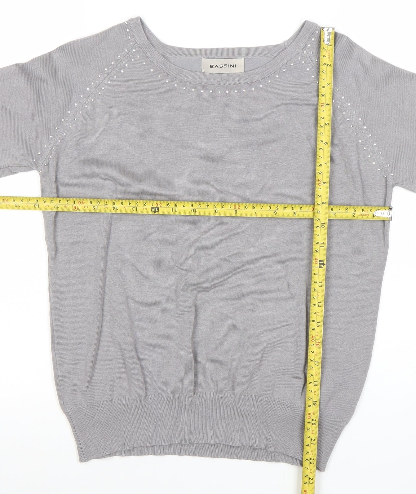 Womens UK Size M/L BASSINI Grey Basic Blouse