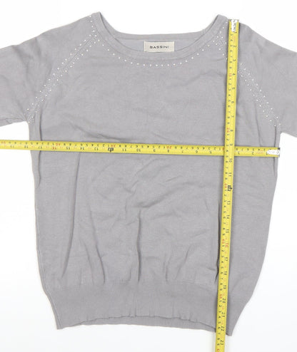 Womens UK Size M/L BASSINI Grey Basic Blouse