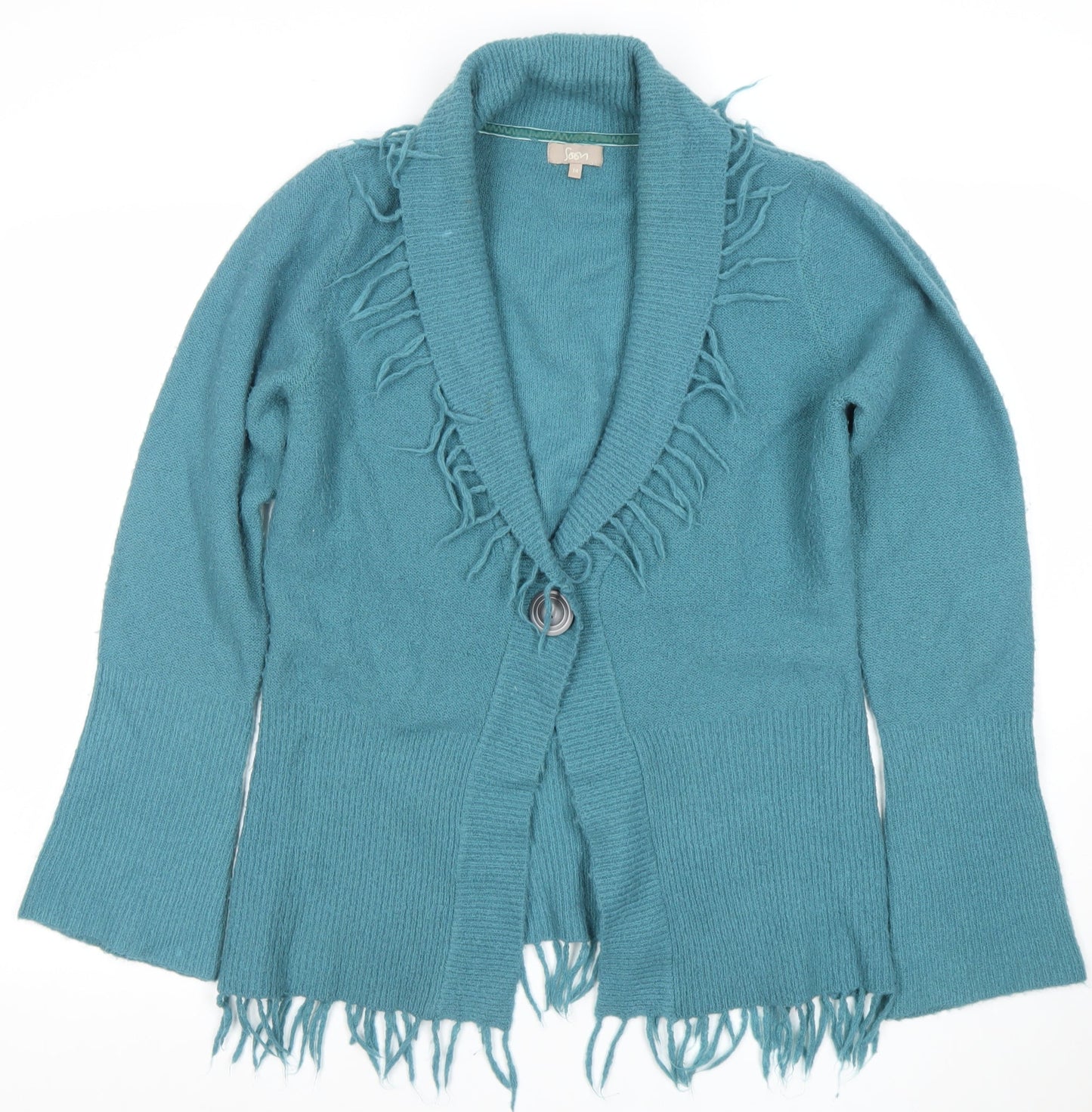 Womens UK Size 14 Soan Blue Cardigan Jumper