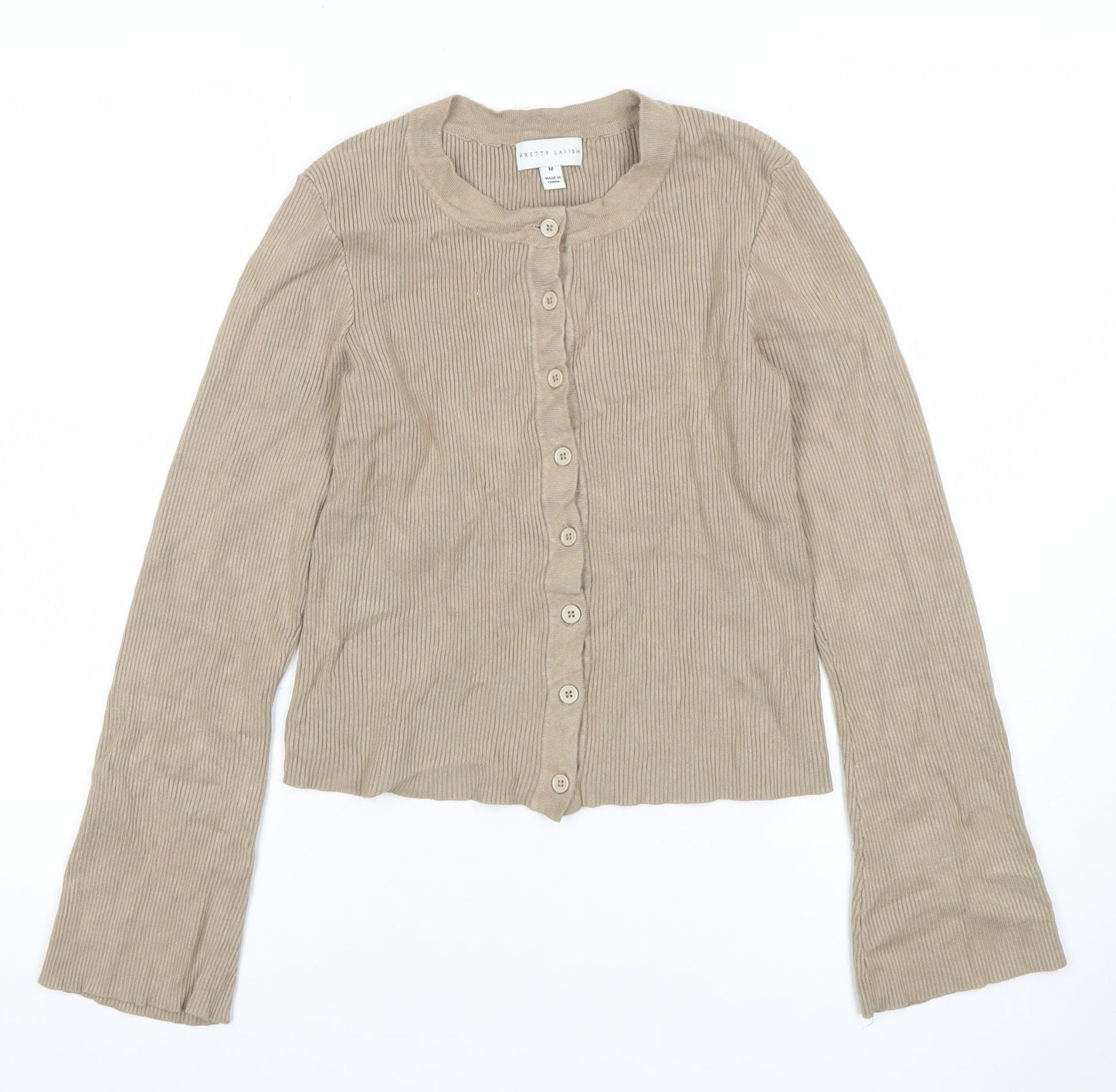 Womens UK Size M Pretty Lavish Beige Cardigan Jumper