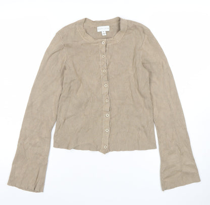Womens UK Size M Pretty Lavish Beige Cardigan Jumper