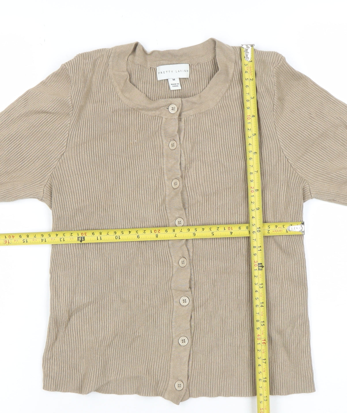 Womens UK Size M Pretty Lavish Beige Cardigan Jumper