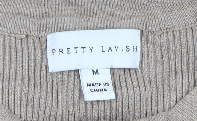 Womens UK Size M Pretty Lavish Beige Cardigan Jumper