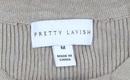Womens UK Size M Pretty Lavish Beige Cardigan Jumper