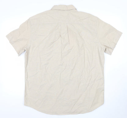 Sonoma Men’s Beige XL Button-Down Cotton Short Sleeve Shirt