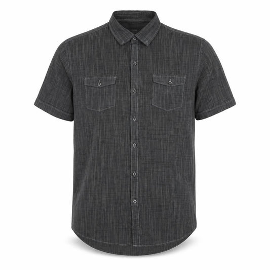 Van Heusen Men's Grey Short Sleeve Button-Up Cotton Shirt L 42in