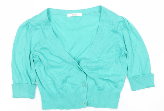 Womens UK Size 8 Marks and Spencer Green Cardigan Jumper