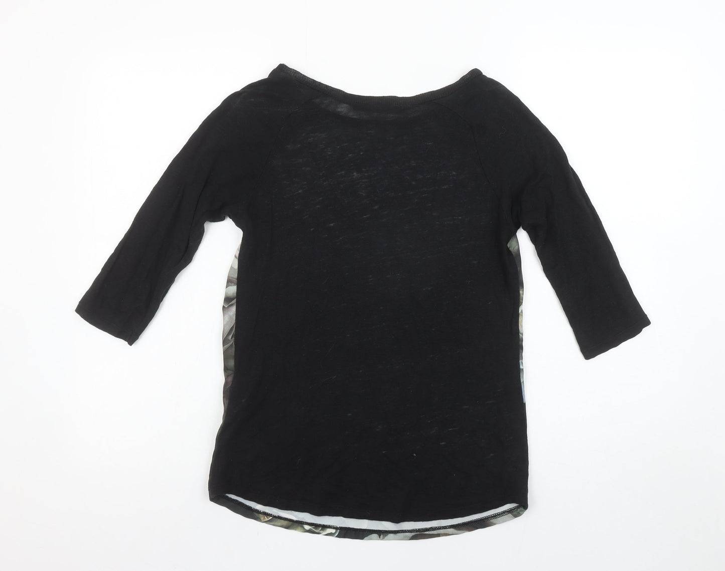 Womens UK Size 8 Zara Black Basic T-Shirt