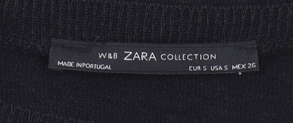 Womens UK Size 8 Zara Black Basic T-Shirt