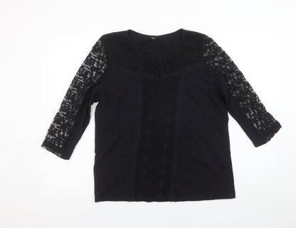 Womens UK Size 12 M&Co Black Tunic Blouse
