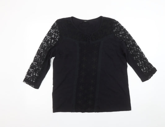 Womens UK Size 12 M&Co Black Tunic Blouse