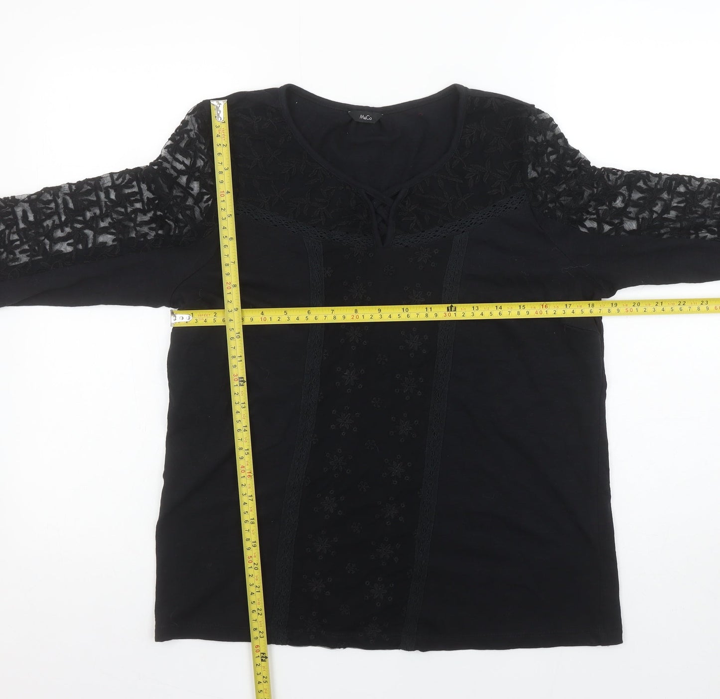 Womens UK Size 12 M&Co Black Tunic Blouse