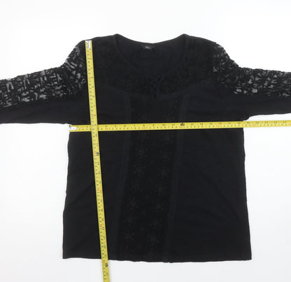 Womens UK Size 12 M&Co Black Tunic Blouse