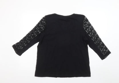 Womens UK Size 12 M&Co Black Tunic Blouse
