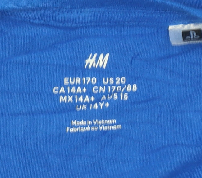 Boys UK Size 14-15 Years H&M Blue Basic T-Shirt