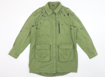 Womens UK Size XS Zara Green Military Jacket
