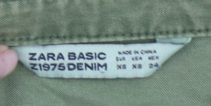 Womens UK Size XS Zara Green Military Jacket