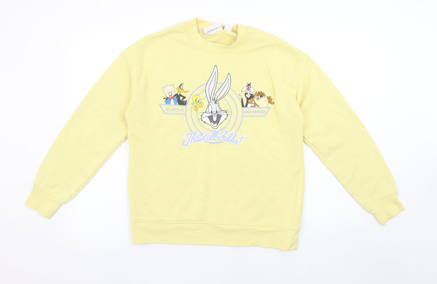 Womens UK Size XS Looney Tunes Yellow Pullover Sweatshirt