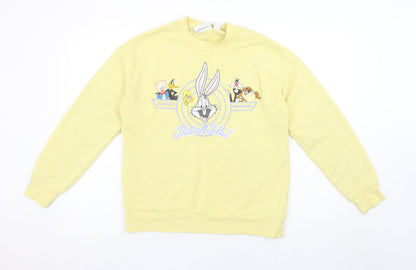 Womens UK Size XS Looney Tunes Yellow Pullover Sweatshirt