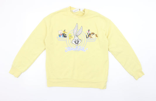 Womens UK Size XS Looney Tunes Yellow Pullover Sweatshirt