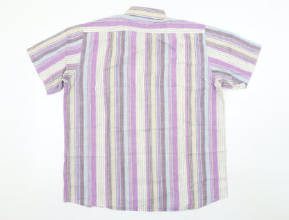 Carraig Donn Men’s Multicoloured Striped Cotton Short Sleeve XL Shirt