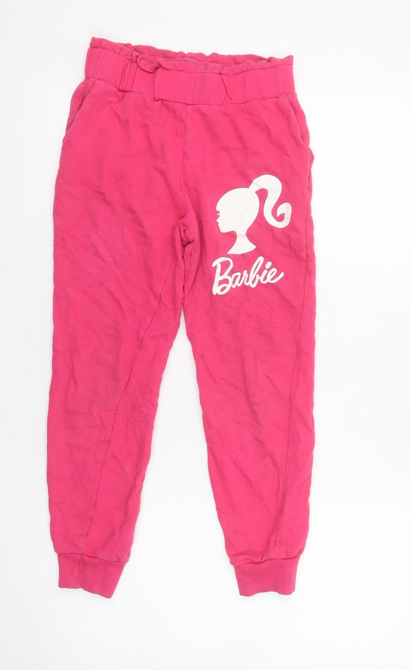 Girls UK Size 10 Years Barbie Regular Fit Jogger Pink Trousers