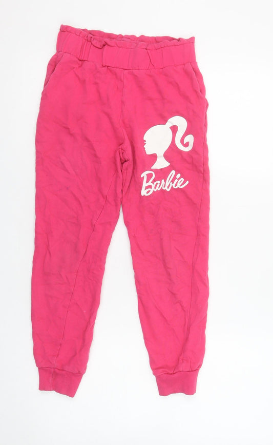 Girls UK Size 10 Years Barbie Regular Fit Jogger Pink Trousers