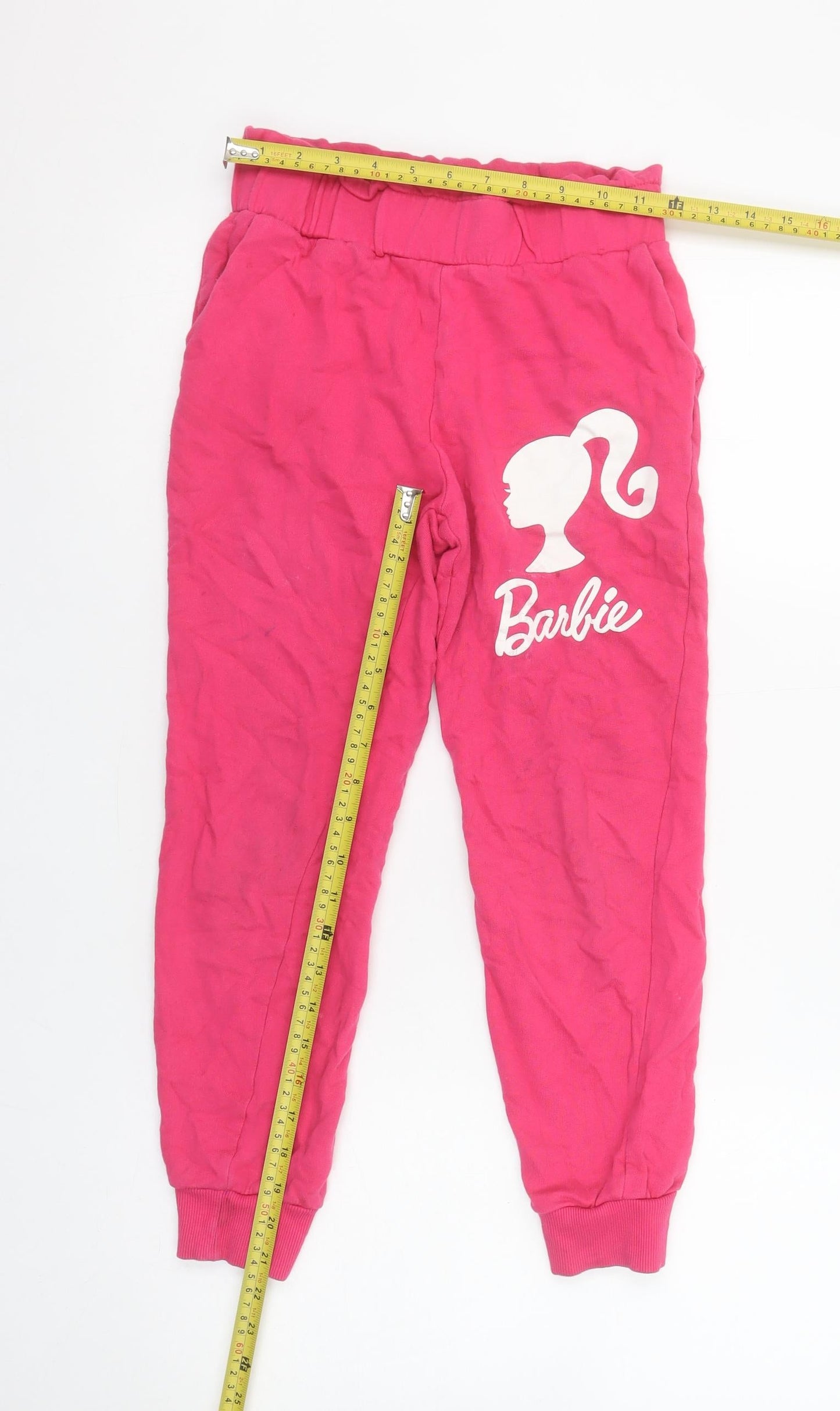 Girls UK Size 10 Years Barbie Regular Fit Jogger Pink Trousers