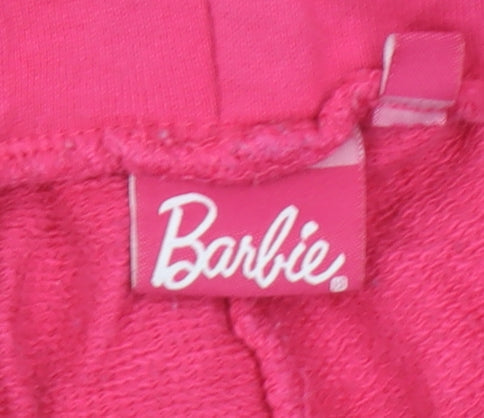Girls UK Size 10 Years Barbie Regular Fit Jogger Pink Trousers