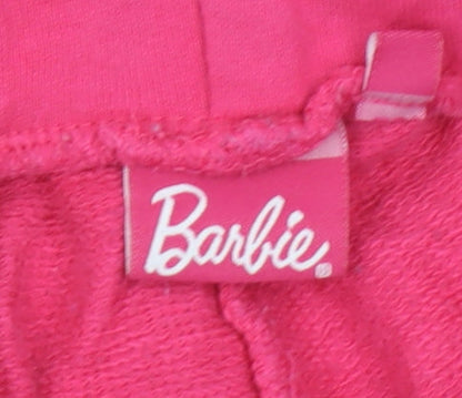 Girls UK Size 10 Years Barbie Regular Fit Jogger Pink Trousers