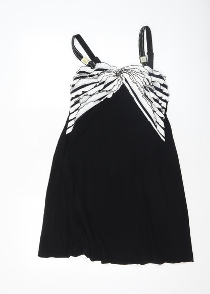 Save The Queen Women’s Black & White Striped Viscose Chemise Size M