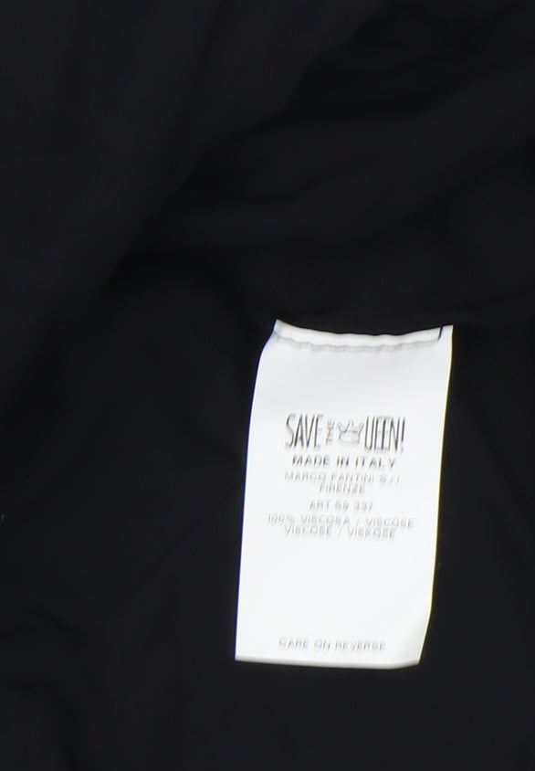 Save The Queen Women’s Black & White Striped Viscose Chemise Size M