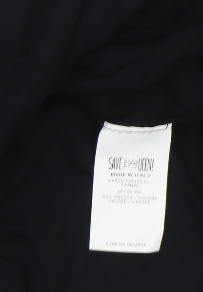 Save The Queen Women’s Black & White Striped Viscose Chemise Size M