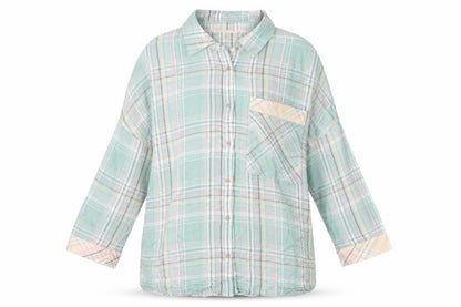 Dunnes Womens Green Check Nightshirt Size 12-14 Viscose Collared